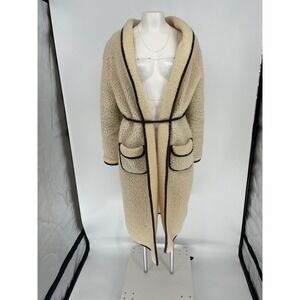 Vintage 70s Wool Sherpa Teddy‎ Coat Oversized Unisex Scandi Cream Brown Woolmark